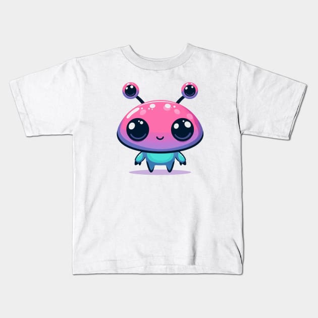Cute Alien With Big Pink Head Kids T-Shirt by AhmedPrints